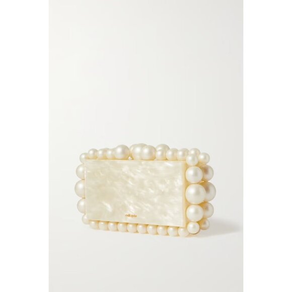 Cult Gaia Eos Beaded Acrylic Box Clutch in Pearl Woth Box Womens Ball Bag - Picture 4 of 16